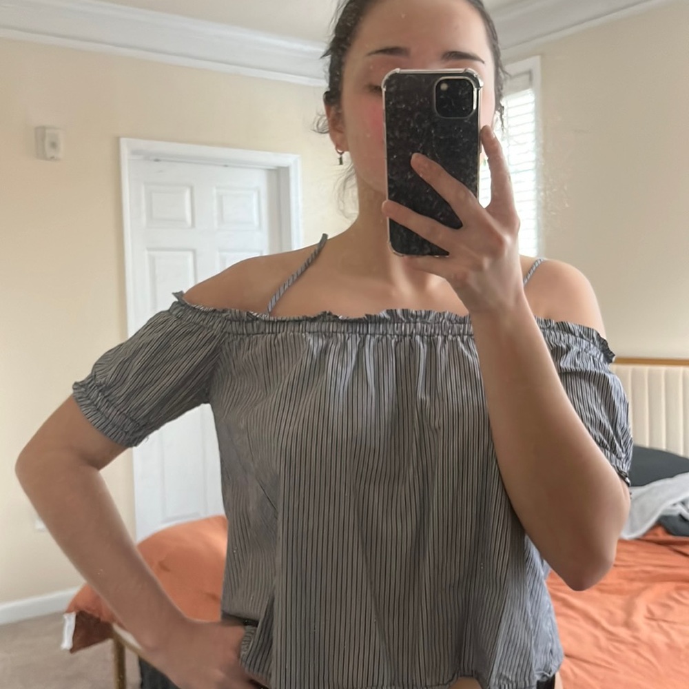 Black & White Striped off the Shoulder Shirt